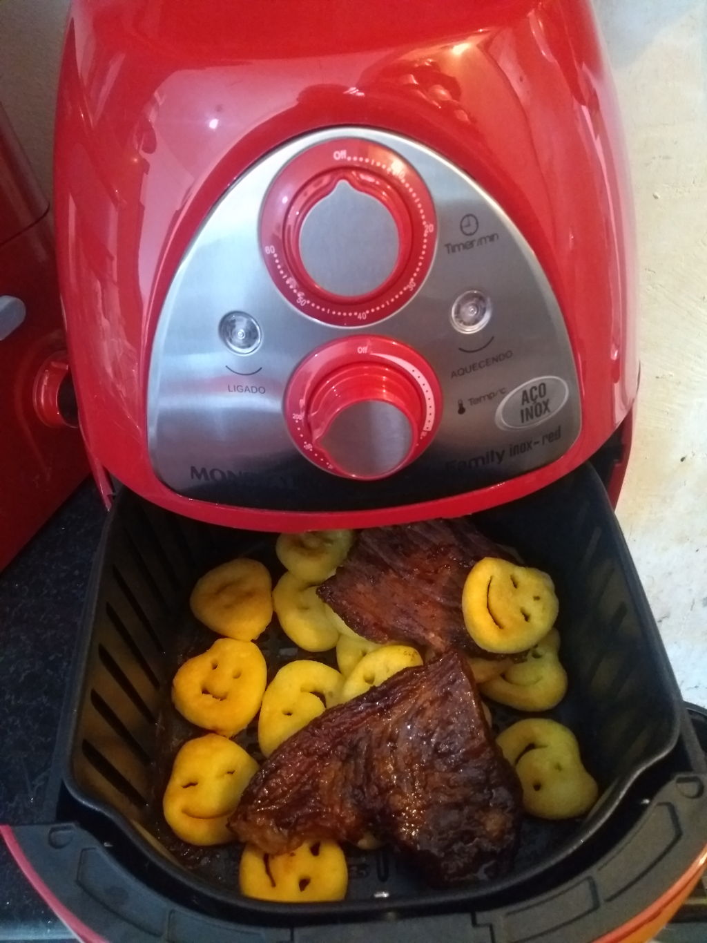 Fritadeira Sem Óleo Air Fryer Mondial Inox Red Premium AF14 4 L