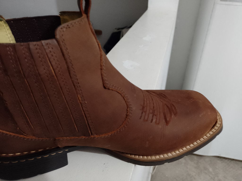 Botina Masculina Bico Quadrado Marrom Zebu 33568 - Rodeo West