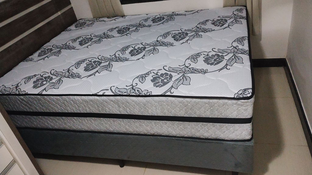 Conjunto Box Casal Intensivo II 158x71 Molas Ensacadas Cinza/Cinza