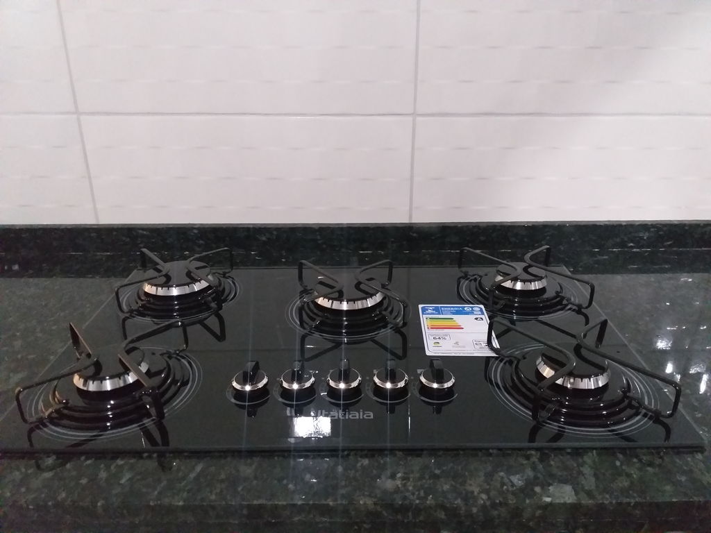 Fogão Cooktop 5 Bocas Vidro Acendimento Automático,Queimadores em