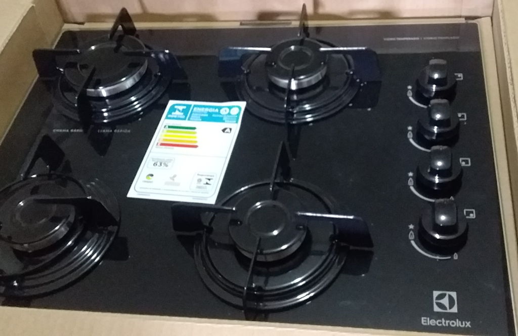 Cooktop a Gás Electrolux KE4GP 4 Bocas com Mesa de Vidro Temperado