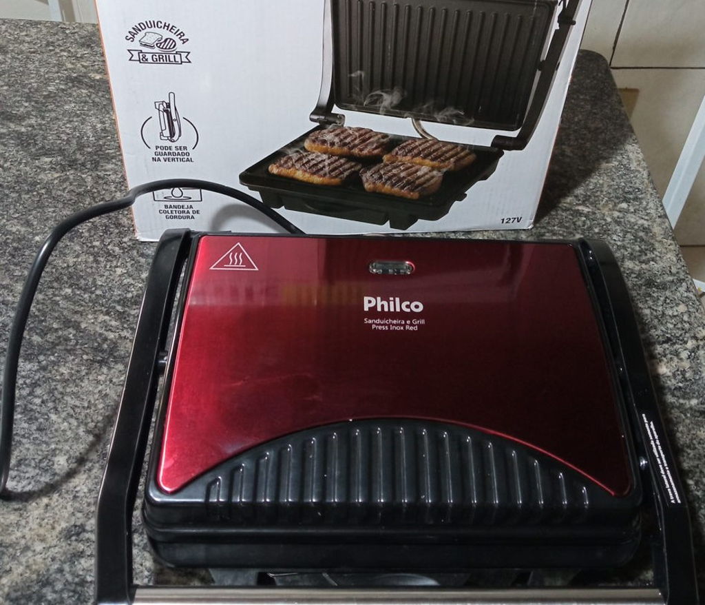 Sanduicheira e Grill Philco Press Inox Red Casas Bahia